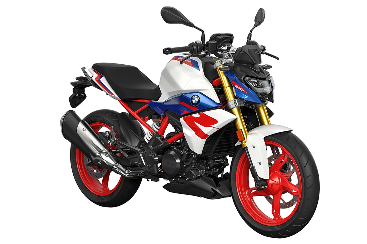 【G 310 R】エンジン形式：水冷4ストローク単気筒DOHC4バルブ/総排気量：312cc/最高出力：34ps/9250rpm/最大トルク：28Nm/7250rpm/タイヤサイズ：F=110/70R17 R=150/60R17/全長×全幅×全高：2025 × 820 × 1120mm/ ホイールベース:1380mm/シート高：785mm/車両重量：164kg/燃料タンク容量：11L/価格：74万円～